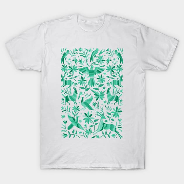 Mexican Otomí Design in Turquoise T-Shirt by Akbaly